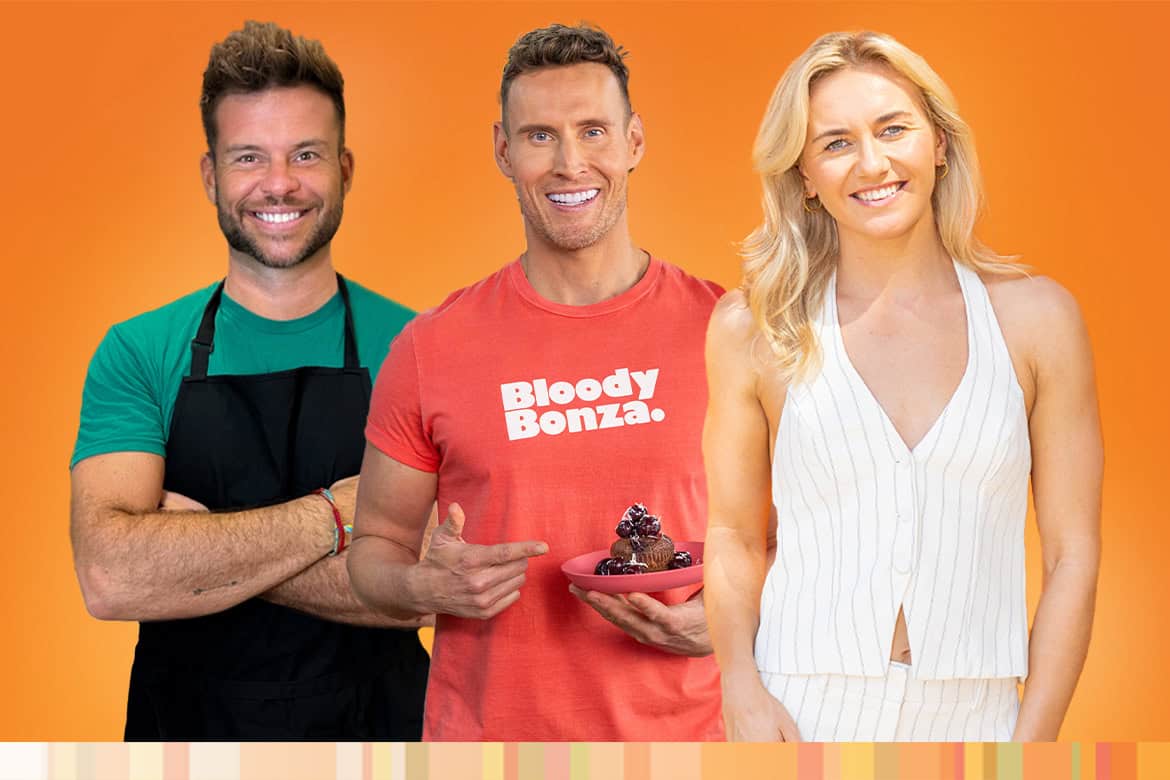A thumbnail featuring GluteGuard Ambassador Ariarne Titmus alongside celebrity chefs Luke Hines and Juan de la Cruz, brought to you by GluteGuard at the Gluten Free Lifestyle Show.