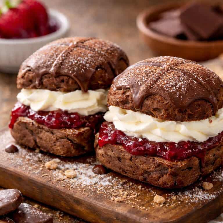 wagon wheel chocolate hot cross bun